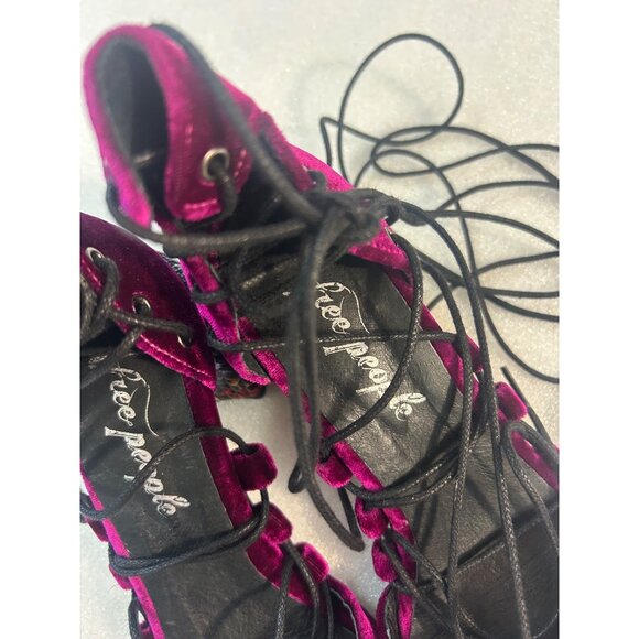 Free People Women’s Top Down Block Heels Velvet  Floral Purple / Black 37 US 6.5 - Picture 9 of 10